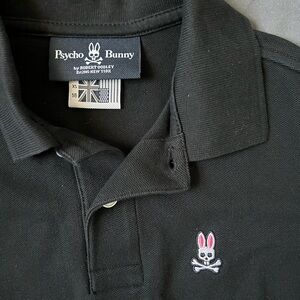 Psycho Bunny Pima Cotton Black Short Sleeve Polo Bunny Logo Boys XS/5-6